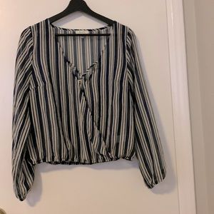 Blue and yellow blouse